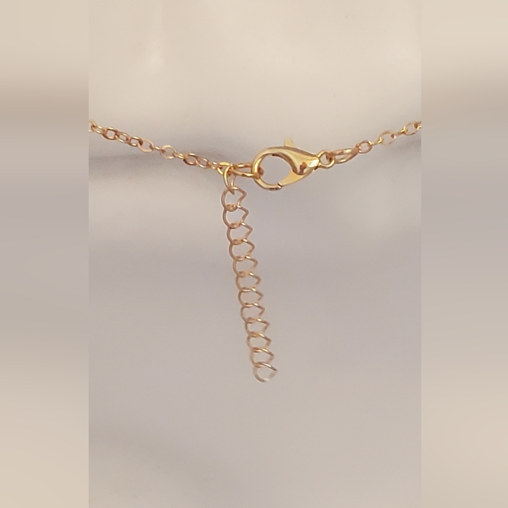 💚5/$25 Gold Tone Lariat Interlock Chain Heart Dainty Pendant Necklace - Picture 4 of 6